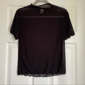 Dolls Kill Goth Sheer Lettuce Edge Crop Top